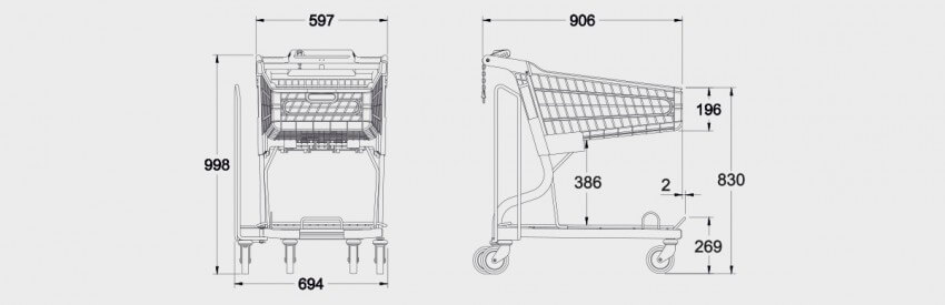 Schematic drawing for 90 Litre DIY Store Hybrid Trolley