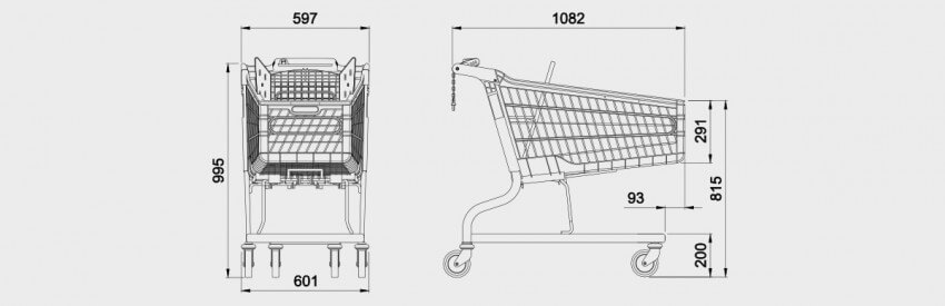 Schematic drawing for 160 Litre Standard Hybrid Trolley
