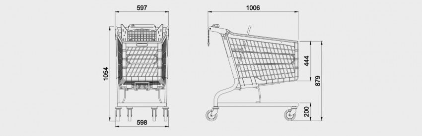 Schematic drawing for 195 Litre Large Hybrid Trolley