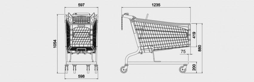 Schematic drawing for 242 Litre XL Hybrid Trolley