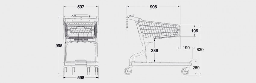 Schematic drawing for 90 Litre Heavy Duty Hybrid Trolley