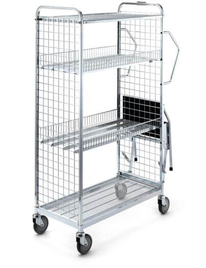 Shelved Stock Trolley With Ladder additional view
