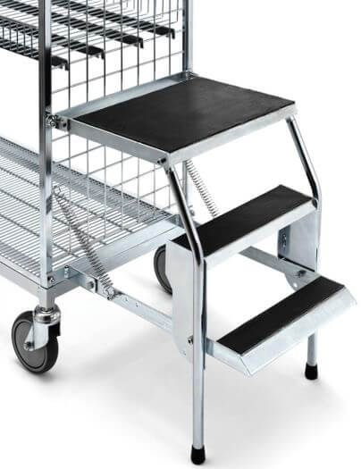 Shelved Stock Trolley With Ladder additional view